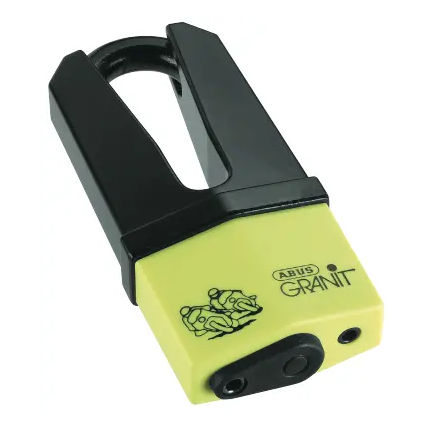 Abus 37/60 HB70 Granit Quick Yellow disc lock, angled view