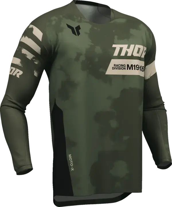 Thor Launchmode Bleach Jersey Black / Camo Green / Off-White - FREE UK Shipping, FREE 365 Day Returns | Moto Central