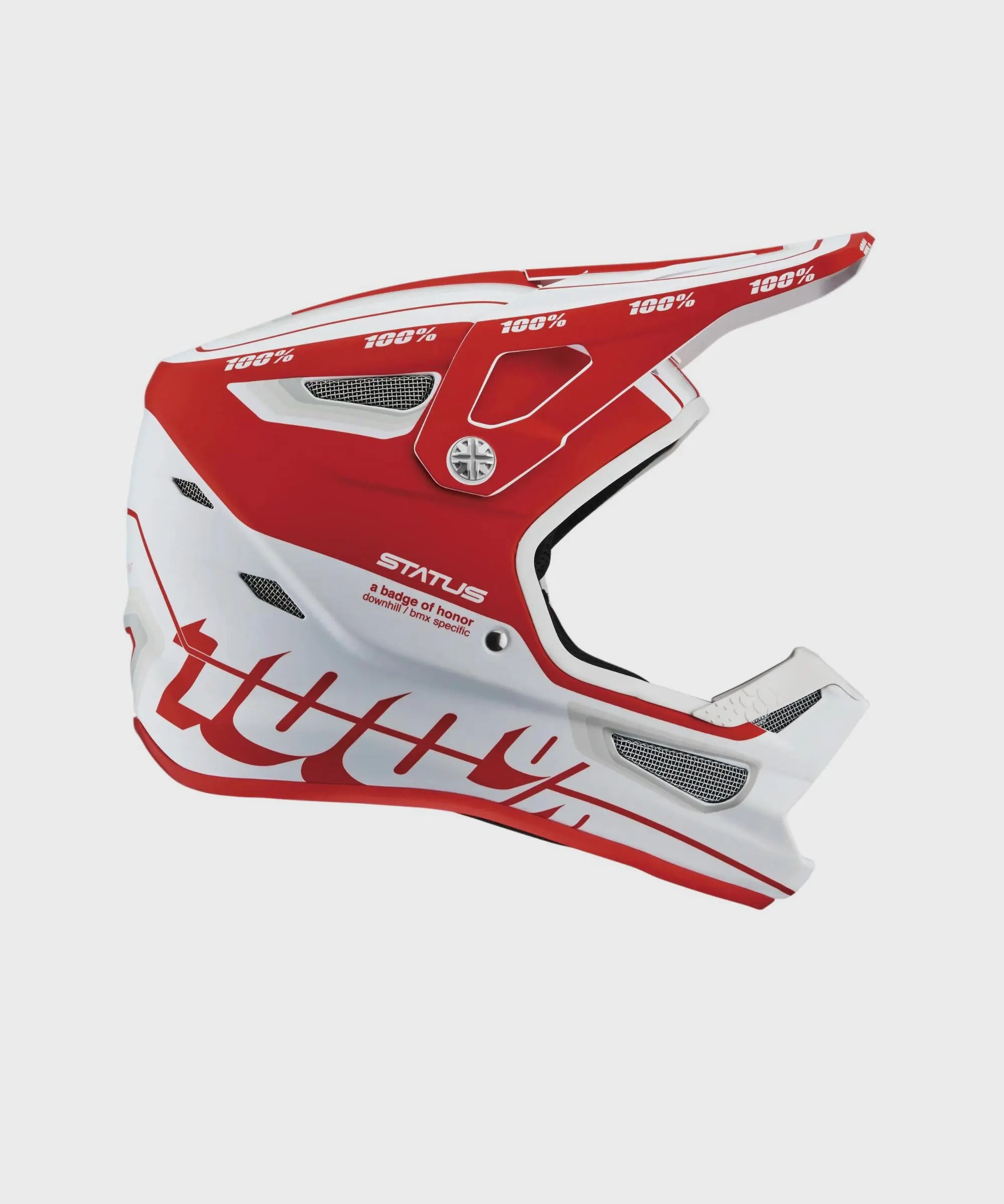 100% Status Youth Helmet Topenga Red / White - FREE UK Shipping, FREE 365 Day Returns | Moto Central