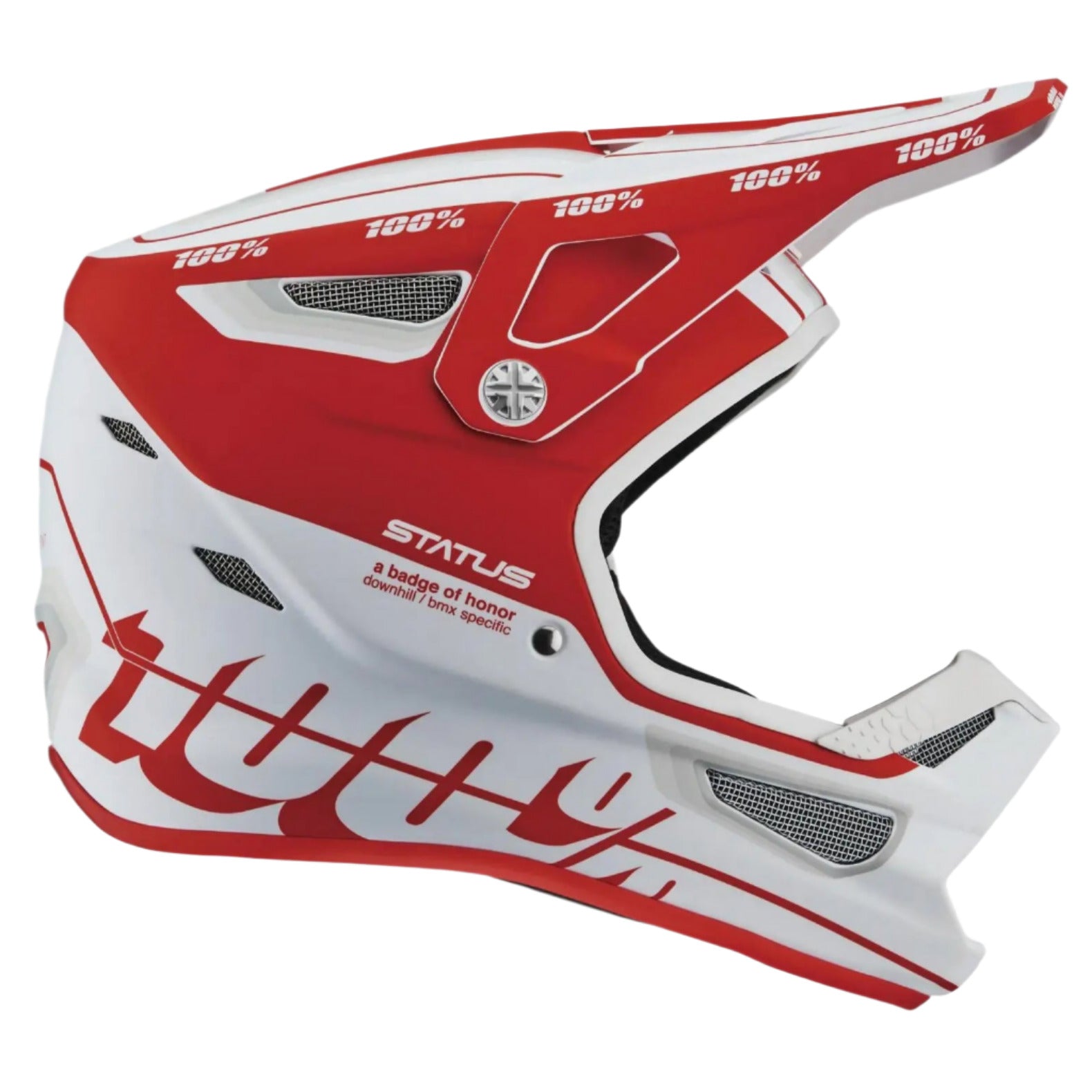 100% Status Youth Helmet Topenga Red / White - FREE UK Shipping, FREE 365 Day Returns | Moto Central