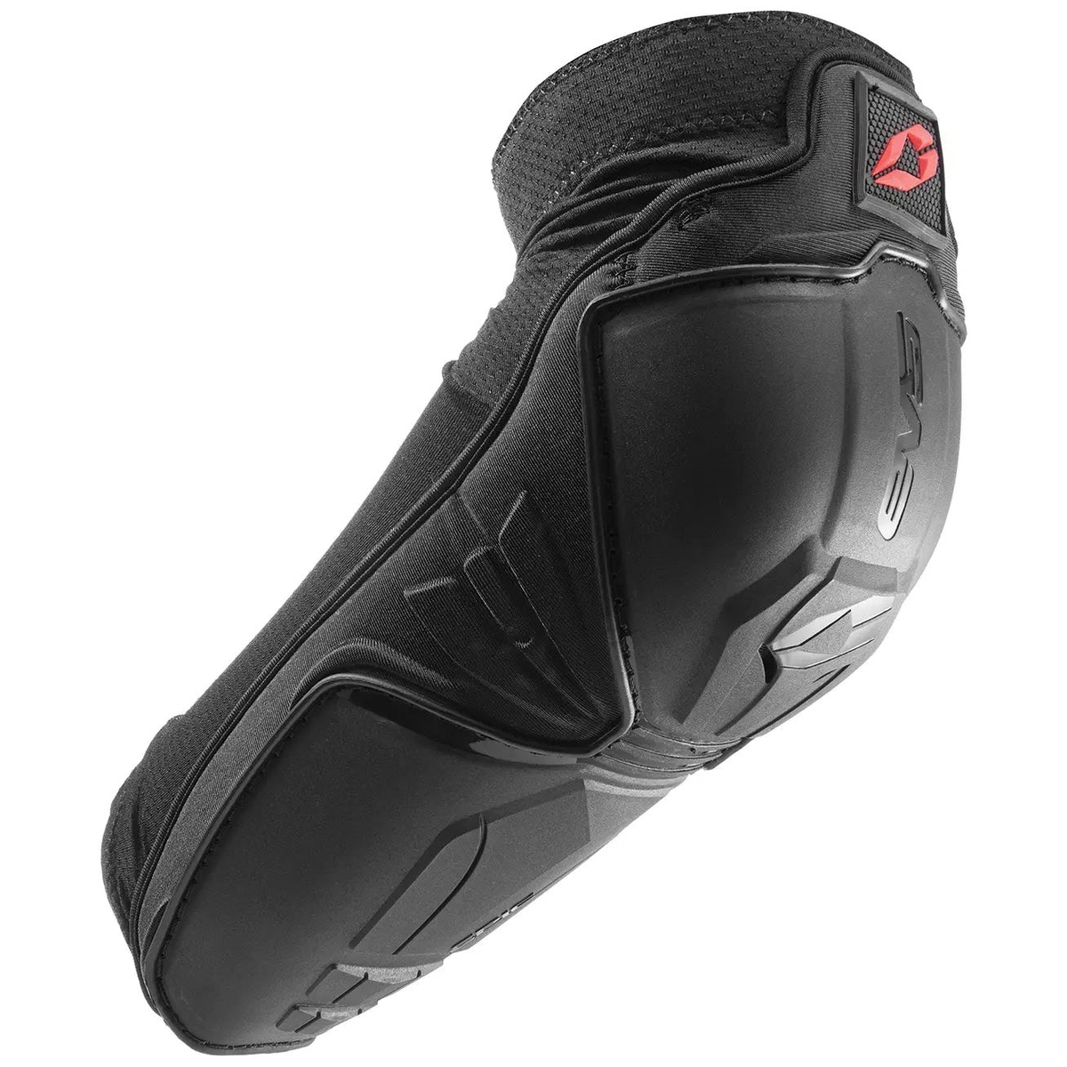 EVS Epic Elbow Guards Black, single guard in angled front view