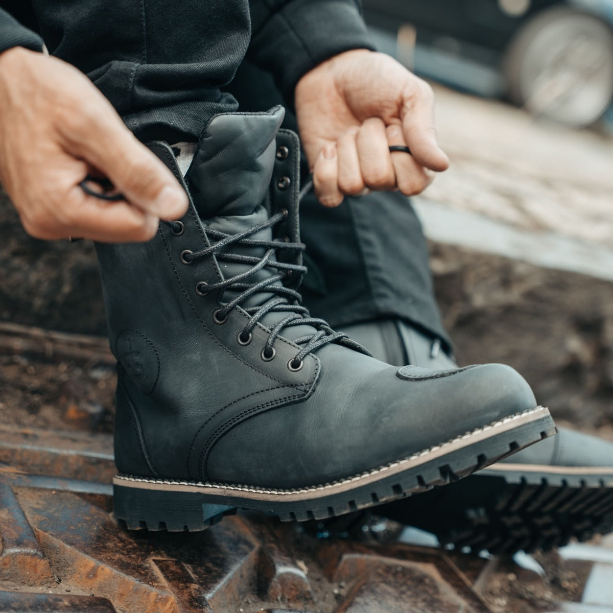 Spada Pilgrim Grande Rev.2 CE Waterproof Boots Distressed Black FREE UK Delivery, FREE 365 Day Returns | Moto Central