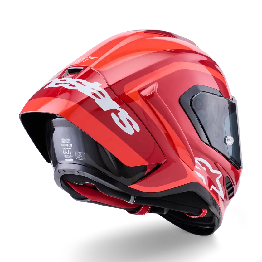 Alpinestars Supertech R10 Arius ECE 06 Gloss Black / White / Double Red FREE UK Delivery, FREE 365 Day Returns | Moto Central