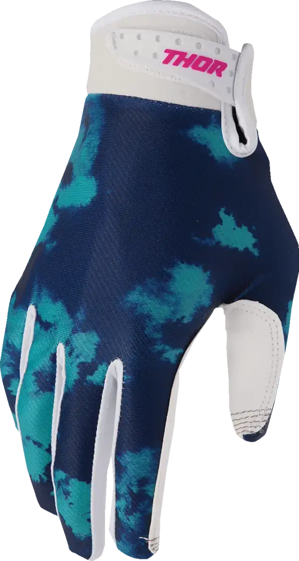 Thor Launchmode Bleach Youth Textile Gloves Aqua / White - FREE UK Shipping, FREE 365 Day Returns | Moto Central