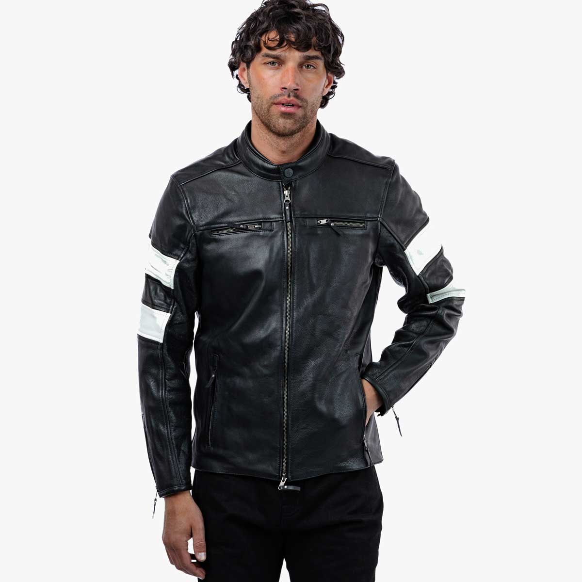 Spada Hanzo CE Leather Jacket Black / Ivory FREE UK Delivery, FREE 365 Day Returns | Moto Central