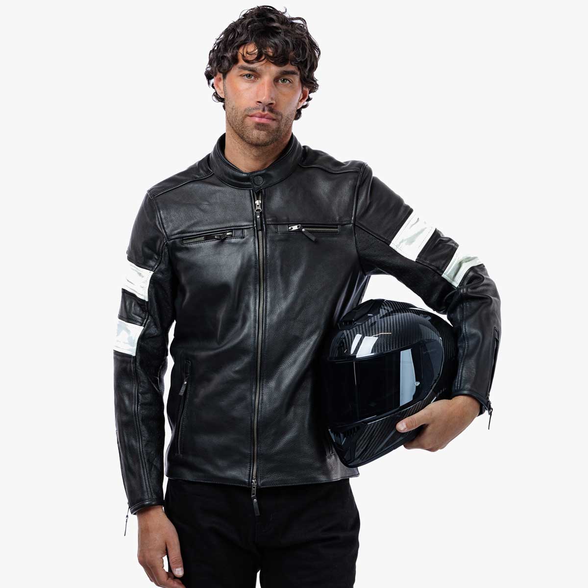 Spada Hanzo CE Leather Jacket Black / Ivory FREE UK Delivery, FREE 365 Day Returns | Moto Central