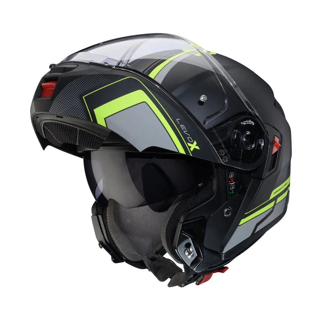 Caberg Levo X Elite Matt Black / Grey / Fluo Yellow FREE UK Delivery, FREE 365 Day Returns | Moto Central