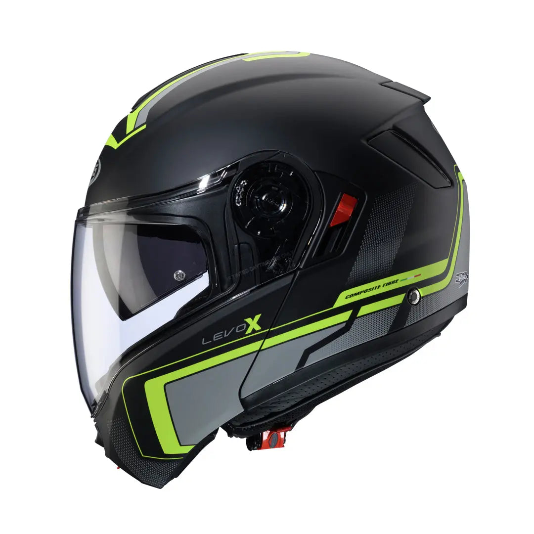 Caberg Levo X Elite Matt Black / Grey / Fluo Yellow FREE UK Delivery, FREE 365 Day Returns | Moto Central