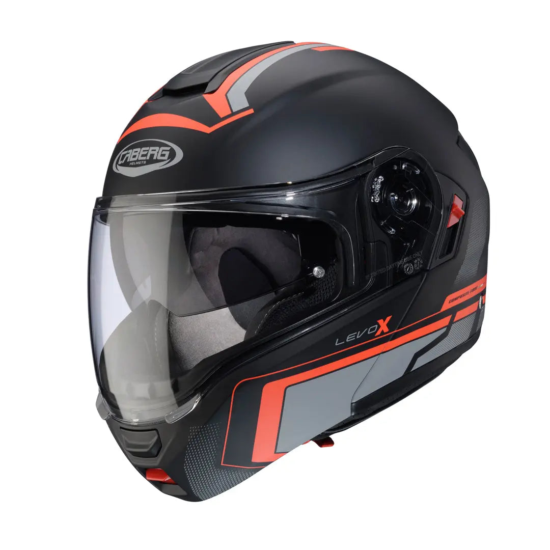 Caberg Levo X Elite Matt Black / Grey / Fluo Red FREE UK Delivery, FREE 365 Day Returns | Moto Central