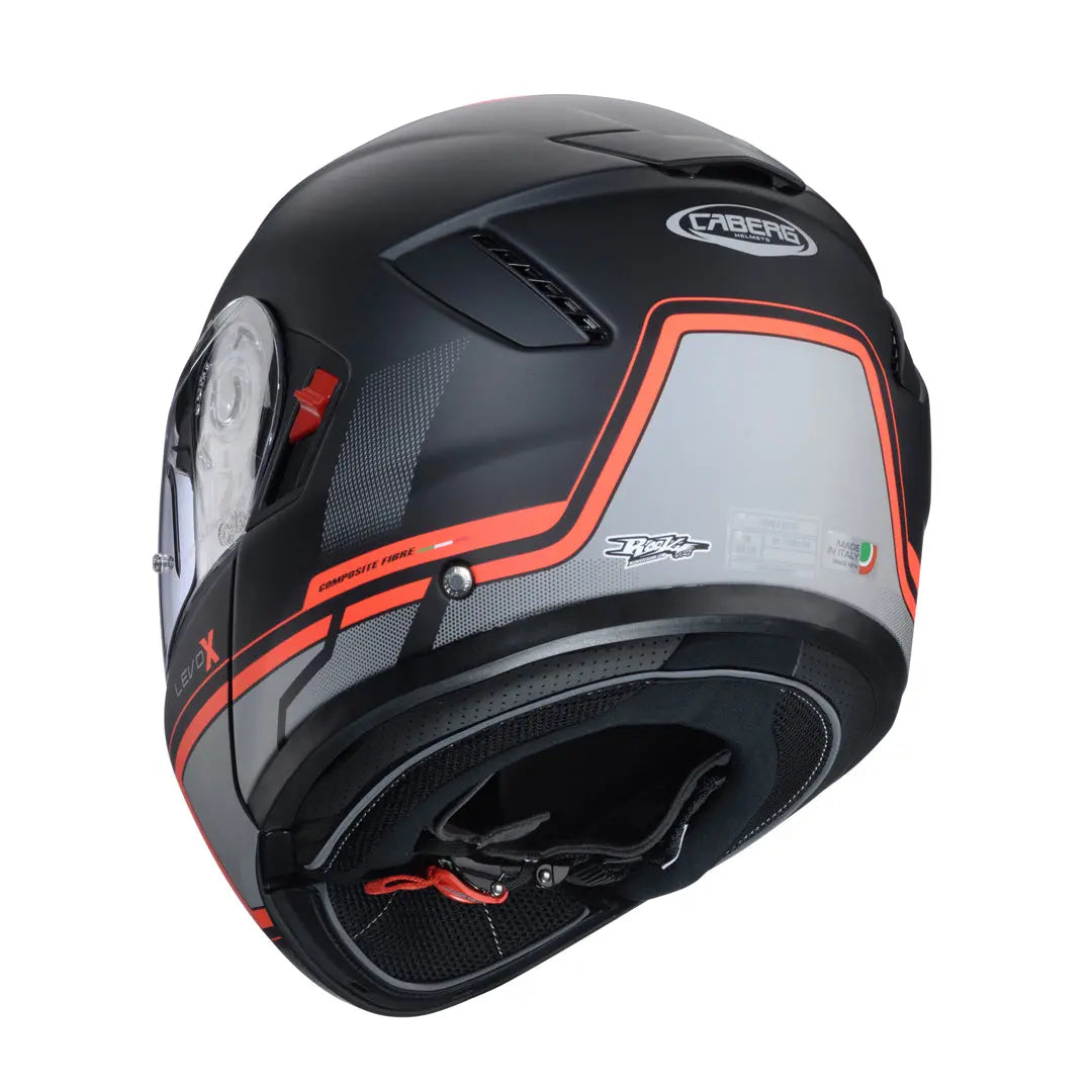 Caberg Levo X Elite Matt Black / Grey / Fluo Red FREE UK Delivery, FREE 365 Day Returns | Moto Central