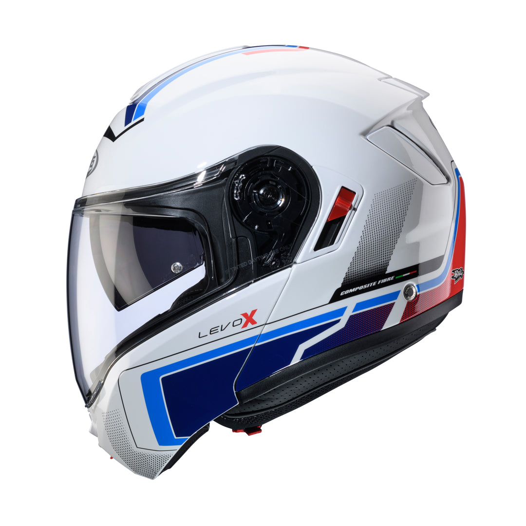 Caberg Levo X Elite White / Red / Blue / Light Blue FREE UK Delivery, FREE 365 Day Returns | Moto Central