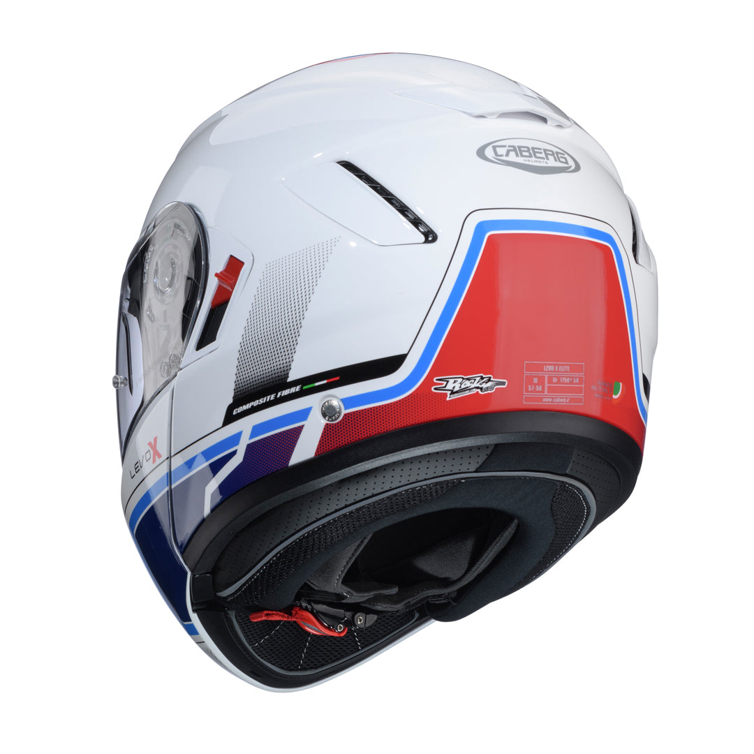 Caberg Levo X Elite White / Red / Blue / Light Blue FREE UK Delivery, FREE 365 Day Returns | Moto Central