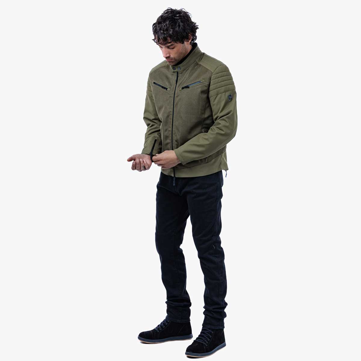 Spada Cafe Air CE Textile Jacket Olive Green FREE UK Delivery, FREE 365 Day Returns | Moto Central