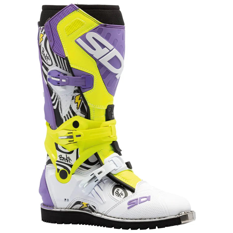 Sidi Crossair CE Boots Billy Bolt LE Purple / Yellow single-boot side view
