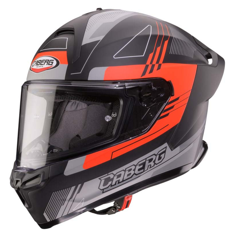 Caberg Roxter Colt Matt Black / Fluo Red / Grey front three-quarter view