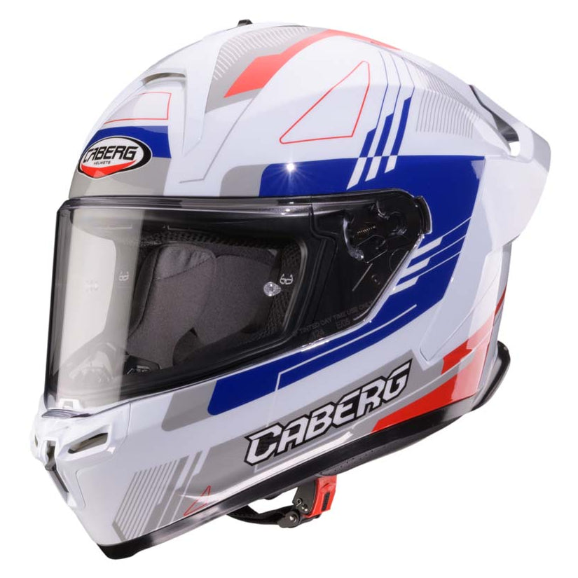 Caberg Roxter Colt White / Red / Blue / Grey front three-quarter view