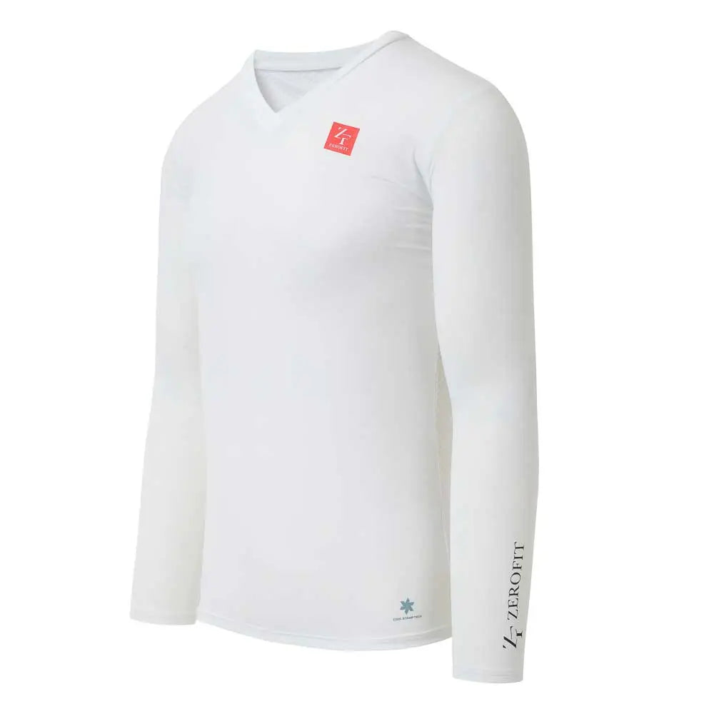 ZeroFit IceSkin Base Layer V-Neck Long Sleeves T-Shirt White FREE UK Delivery, FREE 365 Day Returns | Moto Central