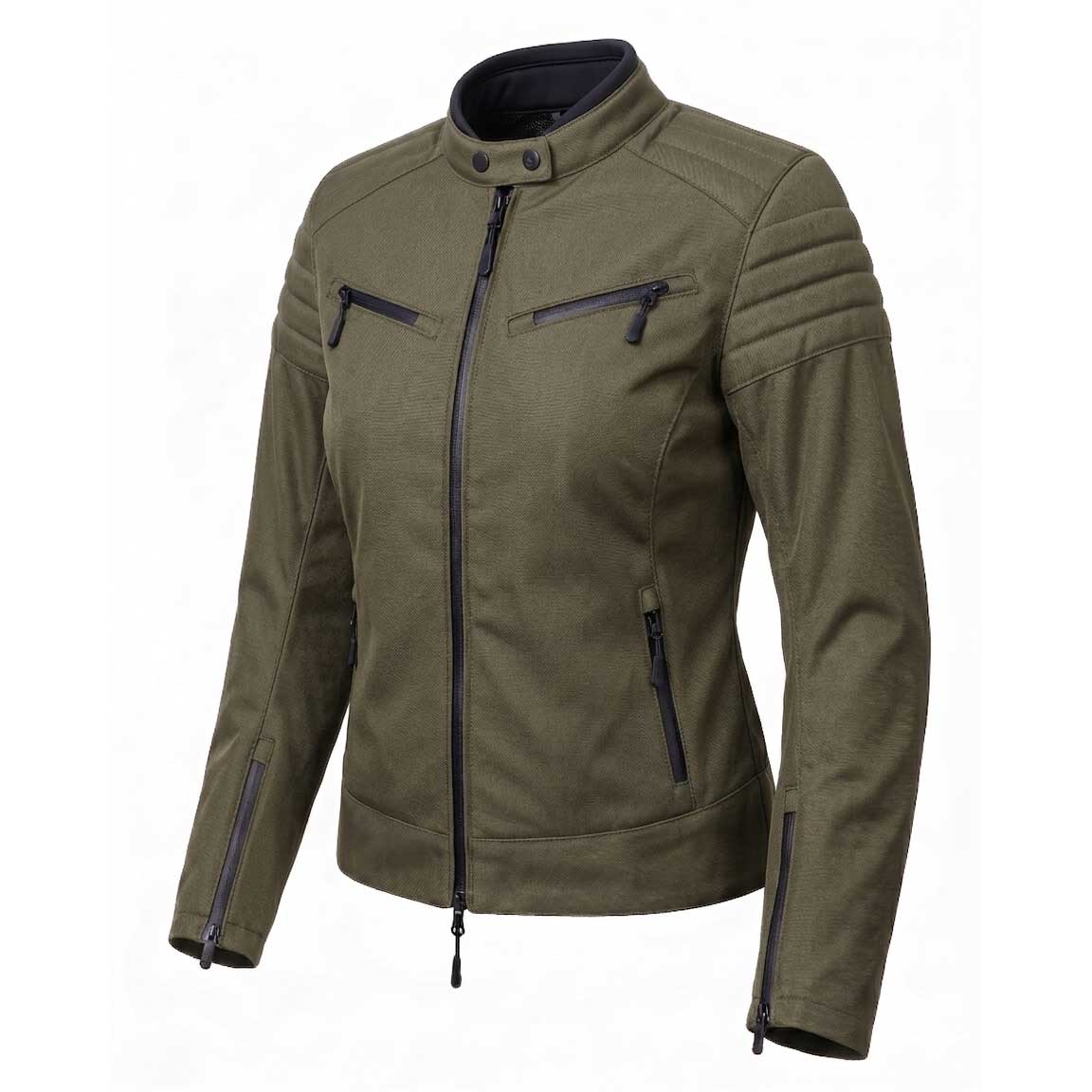 Spada Cafe Flux CE Ladies Textile Jacket Olive Green FREE UK Delivery, FREE 365 Day Returns | Moto Central