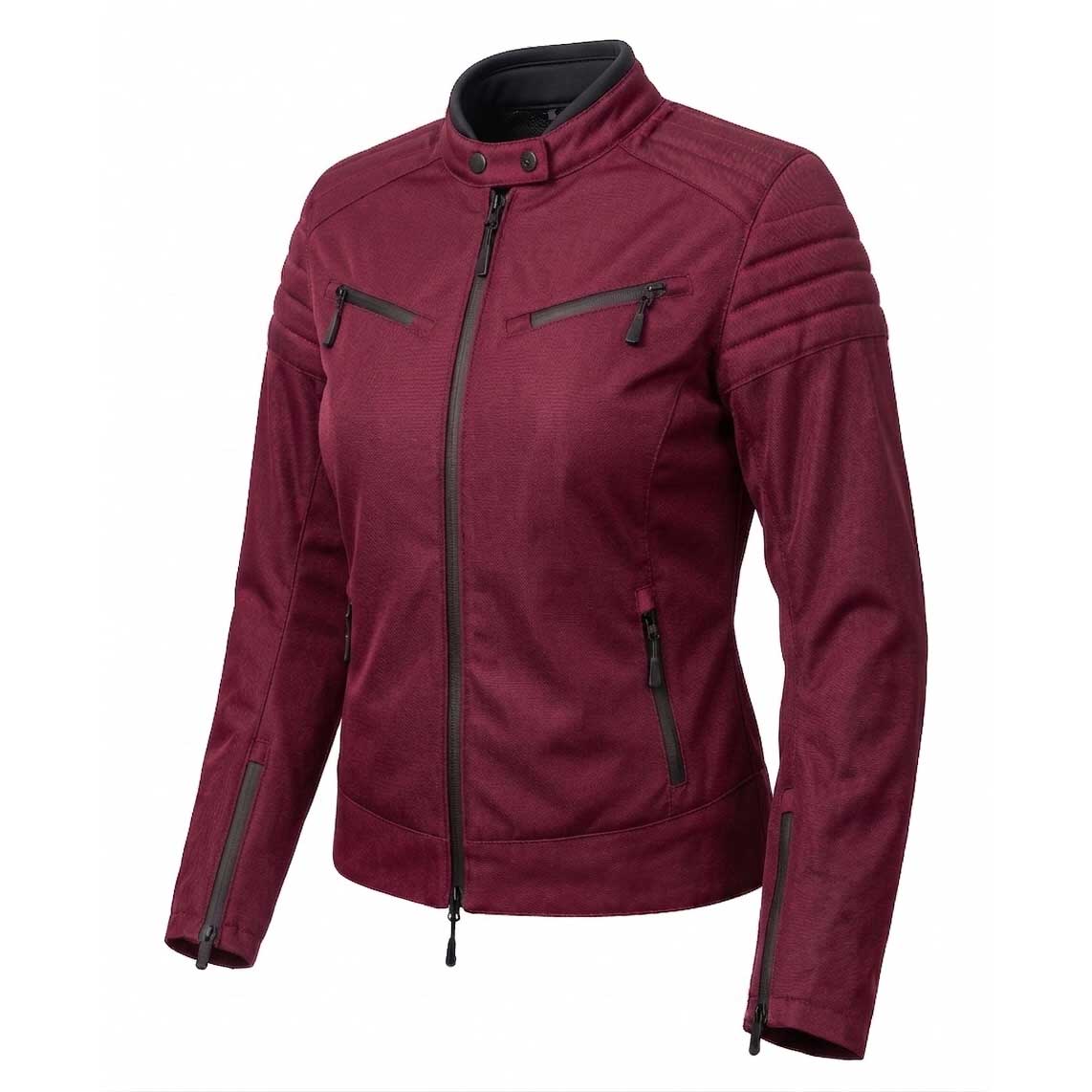 Spada Cafe Flux CE Ladies Textile Jacket Berry Red FREE UK Delivery, FREE 365 Day Returns | Moto Central