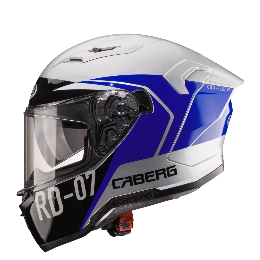 Caberg Gladio Sonic Silver, Black, Blue and White - side profile