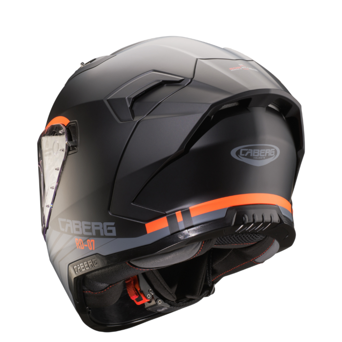 Caberg Gladio Wave Matt Black, Grey and Fluo Orange - rear three-quarter view