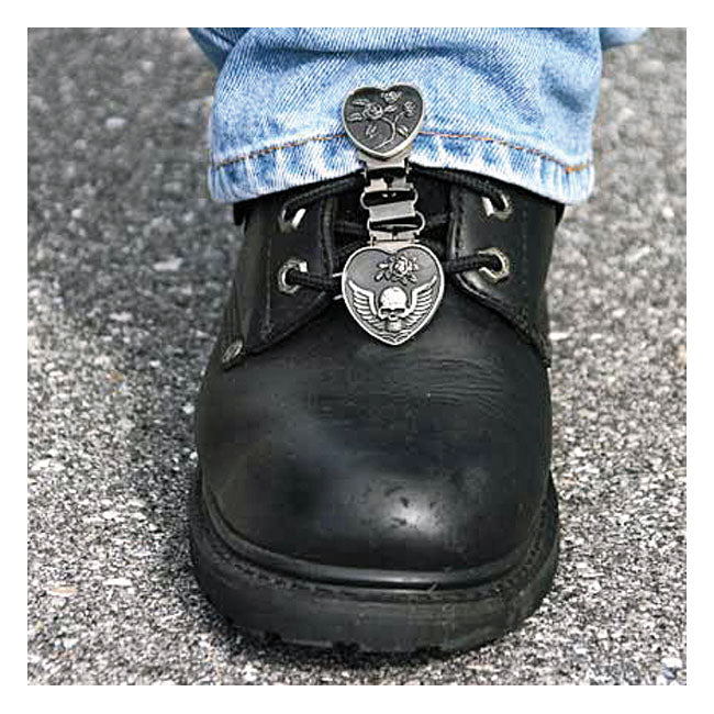 Ryder Clips Front Clips Heart / Skull Chrome For Stirrups / Strap / Engineer / Harness Boots