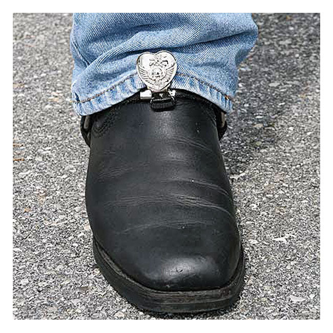 Ryder Clips Front Clips Heart / Skull Chrome For Stirrups / Strap / Engineer / Harness Boots