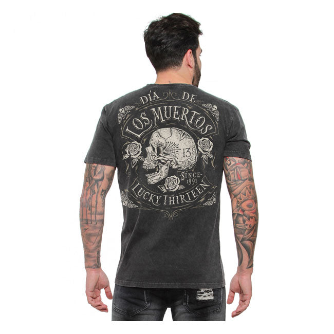 Lucky 13 Dead Skull T-Shirt Washed Black