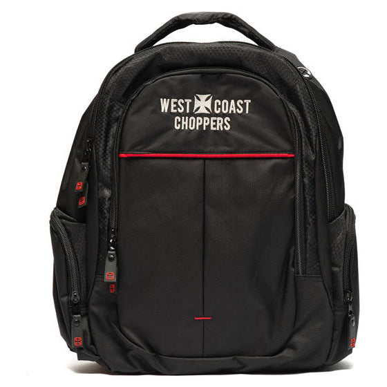 West Coast Choppers Travel Backpack Black - backpack front view