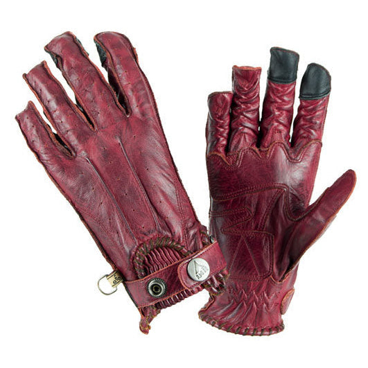 ByCity Second Skin ladies garnet leather motorcycle gloves - palm and backhand views
