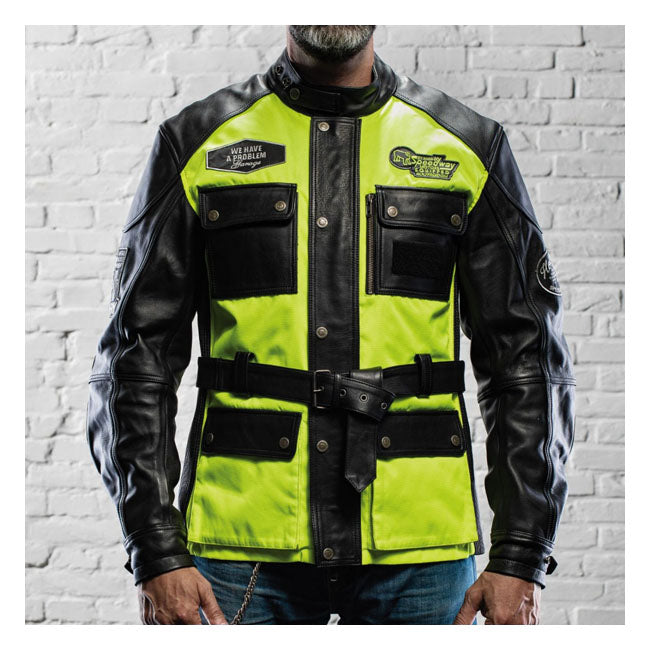 Holy Freedom Quattro Vision Leather Jacket Black / Fluo Yellow