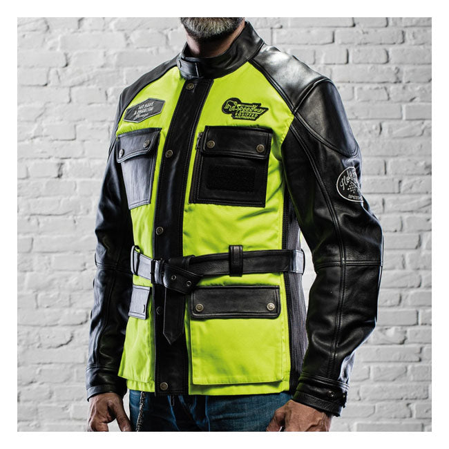 Holy Freedom Quattro Vision Leather Jacket Black / Fluo Yellow