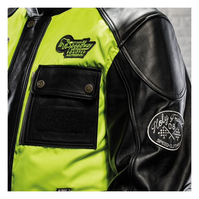 Holy Freedom Quattro Vision Leather Jacket Black / Fluo Yellow