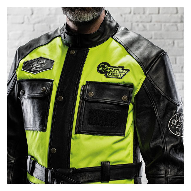 Holy Freedom Quattro Vision Leather Jacket Black / Fluo Yellow