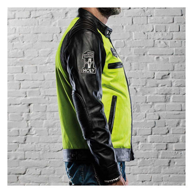 Holy Freedom Zero Vision Leather Jacket Black / Fluo Yellow