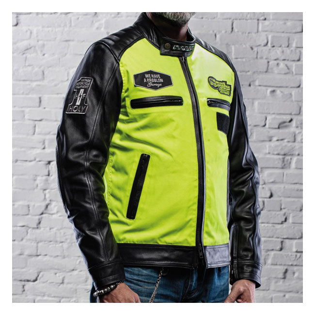 Holy Freedom Zero Vision Leather Jacket Black / Fluo Yellow