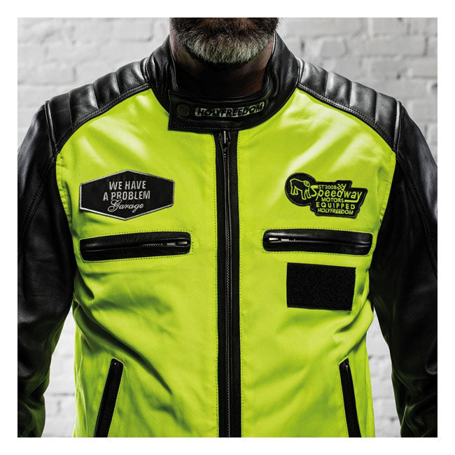 Holy Freedom Zero Vision Leather Jacket Black / Fluo Yellow