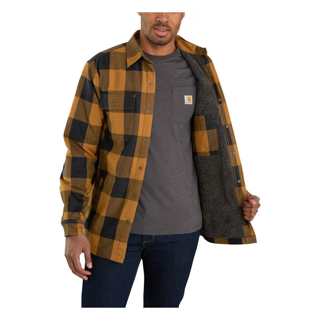 Carhartt Sherpa Lined Flannel Plaid Shirt Carhartt Brown
