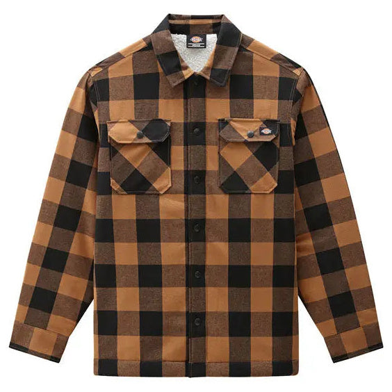 Dickies Sherpa Lined Sacramento Shirt Brown Duck – front view