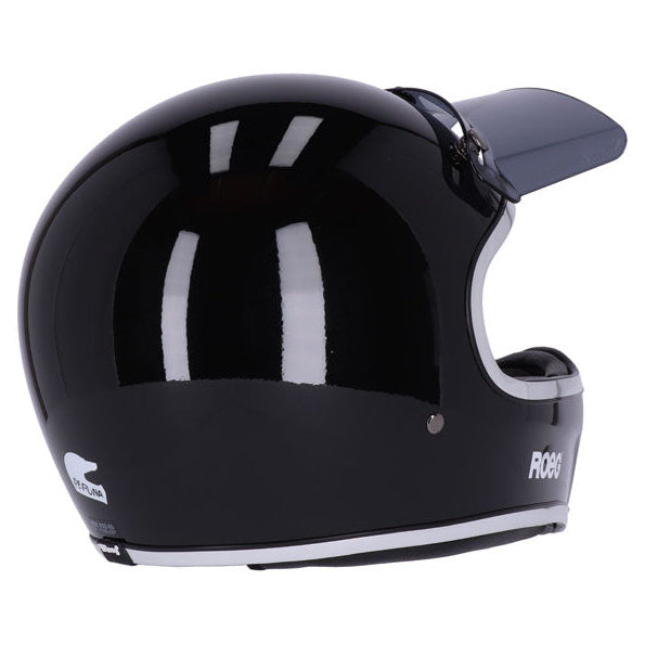Roeg Peruna 2.0 Midnight Metallic Black adventure motorcycle helmet, rear-right three-quarter view