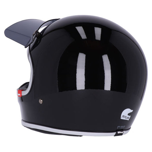 Roeg Peruna 2.0 Midnight Metallic Black adventure motorcycle helmet, rear-left three-quarter view