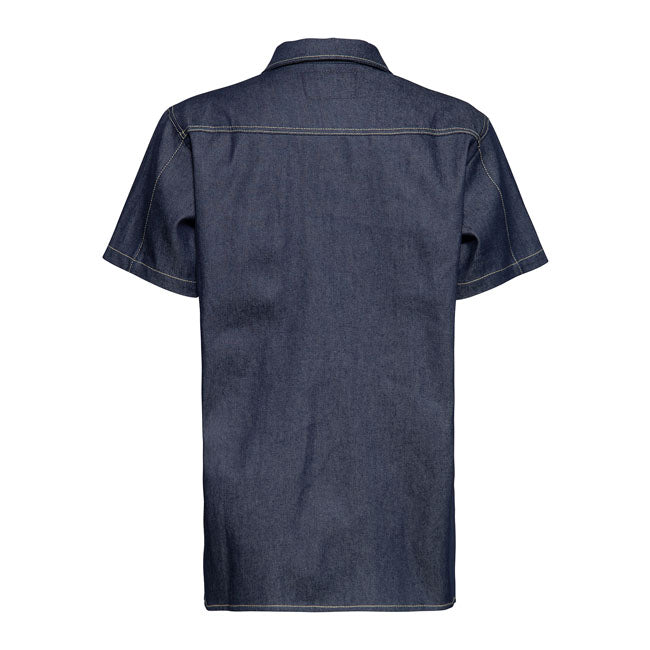 King Kerosin Motor Crew Denim Worker Shirt Dark Blue Wash