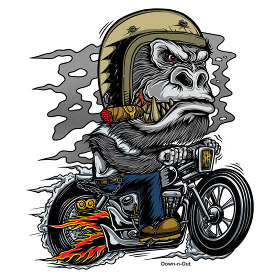 Down-N-Out Kustom Kulture Gorilla Sticker - product view
