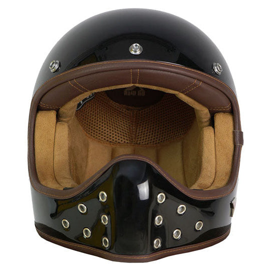 ByCity The Rock gloss black retro full-face motorcycle helmet - front view