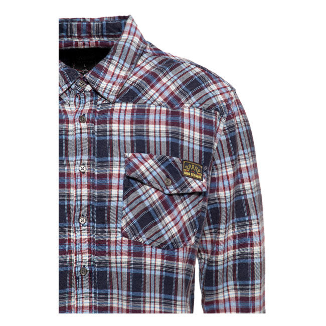 King Kerosin Acidwashed Check Shirt Navy/Bordeaux