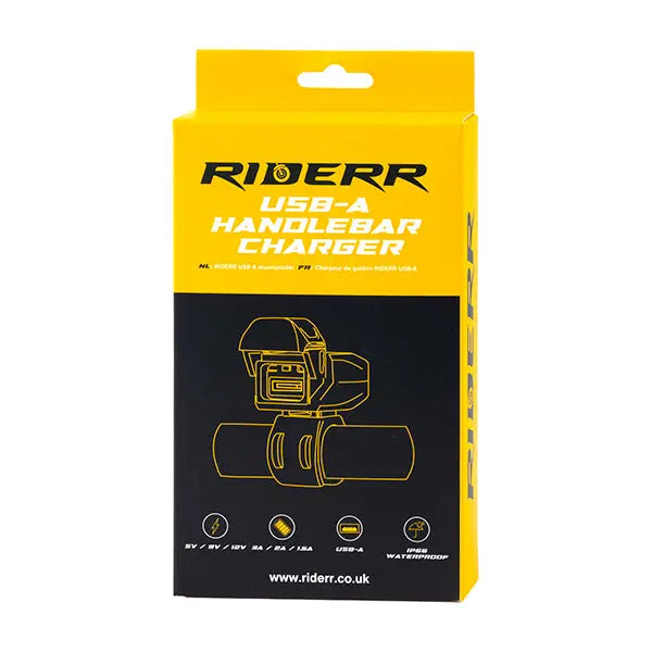 Riderr USB-A Handlebar Charger Black FREE UK Delivery, FREE 365 Day Returns | Moto Central