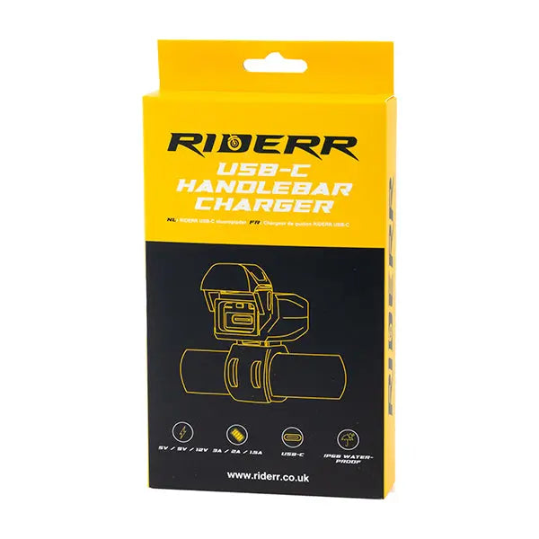 Riderr USB-C Handlebar Charger Black FREE UK Delivery, FREE 365 Day Returns | Moto Central