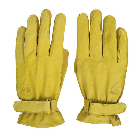 ByCity Texas yellow leather motorcycle gloves - back-of-hand view
