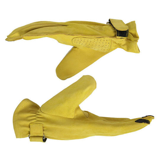 ByCity Texas yellow leather motorcycle gloves - side profile