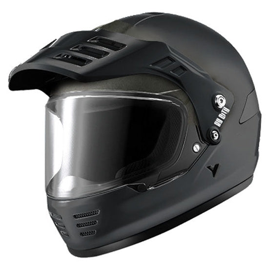 ByCity Rider matt black convertible motorcycle helmet with peak - left-front three-quarter view